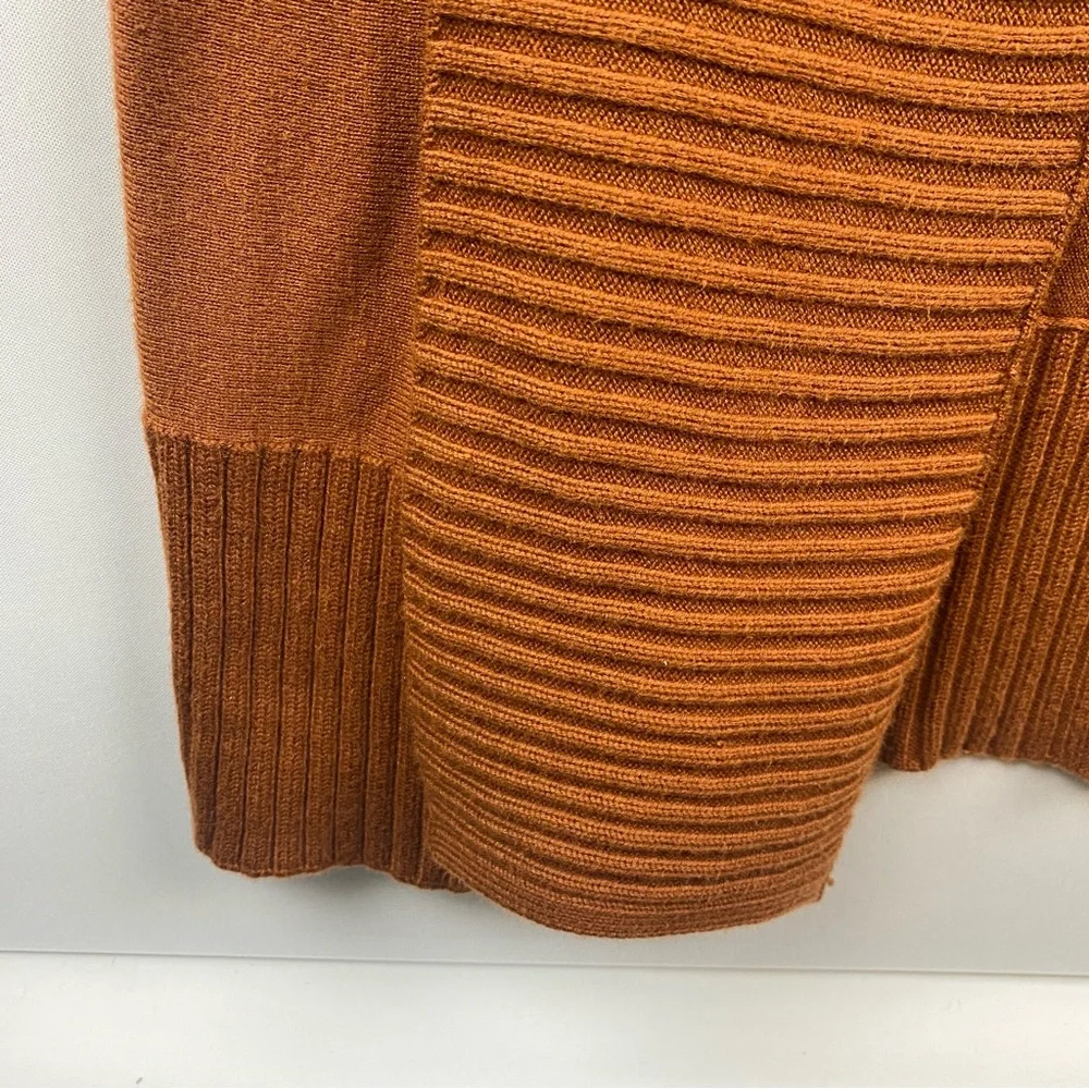 Jones New York Rust Orange Wide Ribbed Trim Open Front Duster Cardigan Women XL
